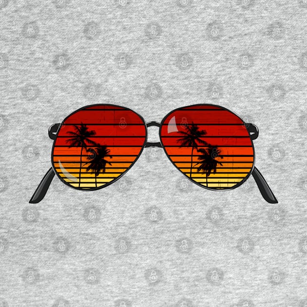Sunset Sunglasses with Palm Tree Silhouette by Artist Rob Fuller